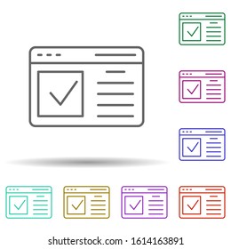 Approval, writing, check mark multi color style icon. Simple thin line, outline vector of editorial design icons for ui and ux, website or mobile application