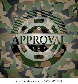 Aprobación escrita sobre un patrón de camuflaje. Ilustración vectorial. Detallado. 