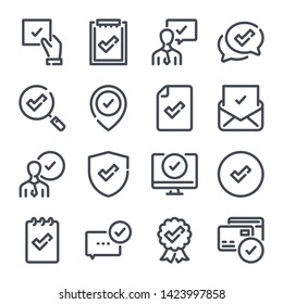 Approve and Accept bold line vector icons. Acceptance and Approvement outline icon set.