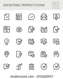 Approve, Accepted, Check List. Simple Interface Icons for Mobile Apps. Editable Stroke. 32x32 Pixel Perfect.