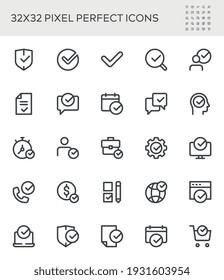 Approve, Accepted, Check Marks. Simple Interface Icons for Mobile Apps. Editable Stroke. 32x32 Pixel Perfect.