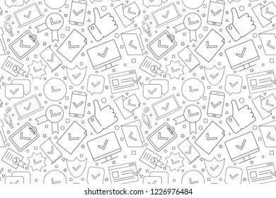 Approve background from line icon. Linear vector pattern. Vector illustration