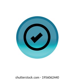 Approve blue round button. approve button icon. Editable stroke. Simple illustration mobile concept, web design, application, UI. Design template vector