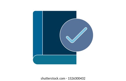 Approve book icon flat style graphical  symbol. Can be used web and mobile apps.