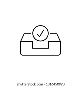 approve box email inbox outline icon. Signs and symbols can be used for web, logo, mobile app, UI, UX