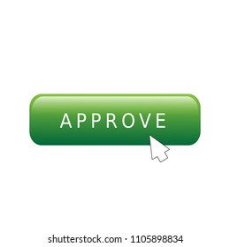 Approve button isolated on white background. Trendy approve button in flat style. Template for web site, app, label, ui and logo. Useful for sticker, banner, poster and placard. Vector illustration