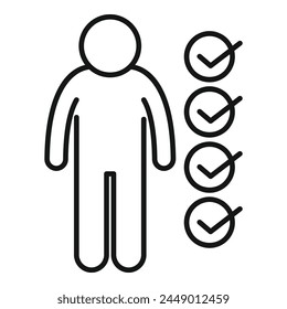 Approve candidate work icon outline vector. Promotion human. Expert find staff