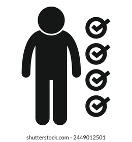 Approve candidate work icon simple vector. Promotion human. Expert find staff