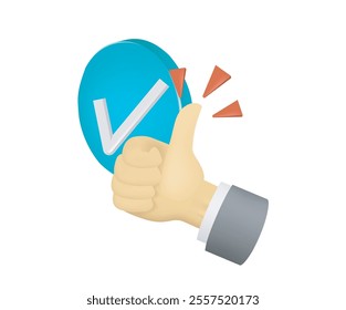 Approve check list with hand thumb up