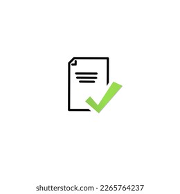 Aprobar. Marcar. Icono. Documento. Documento verificado. Documento con marca. Imagen Checked.vector.
