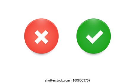 Approve and decline button set. UI design.Vector illustration.