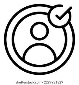 Aprobar vector de contorno de icono de elección. Sondeo digital. Votar en línea
