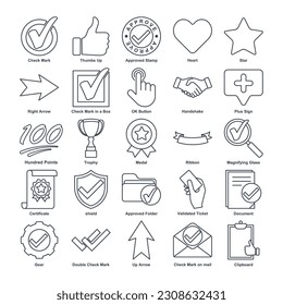 Approve elements Line set icon symbol template for graphic and web design collection. security, approval, certificate, certification, mail and more logo vector illustration