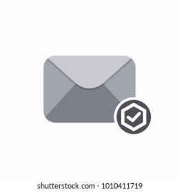 Approve email envelope letter mail message read send icon. Vector Flat illustration