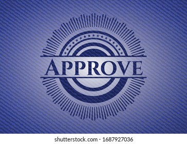 Approve emblem with jean texture. Vector Illustration. Detailed.