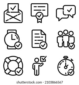 Approve Flat Icon Set Isolated On White Background