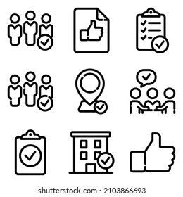 Approve Flat Icon Set Isolated On White Background