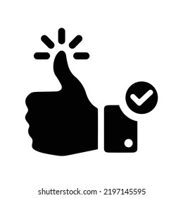 Apruebe, mano, como icono. Gráficos vectoriales negros.