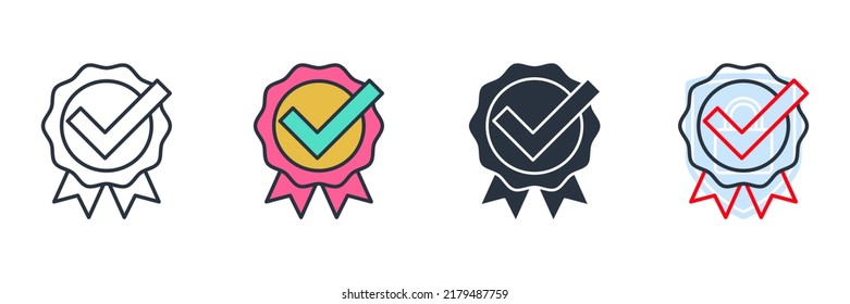approve icon logo vector illustration. Certificate symbol template for graphic and web design collection