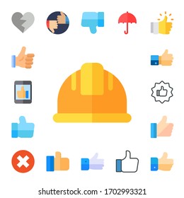 aprobar conjunto de iconos. 17 iconos de aprobación plana.  Iconos modernos sencillos, como: disgusto, pulgar hacia arriba, como, seguridad, cancelación, protección, calidad