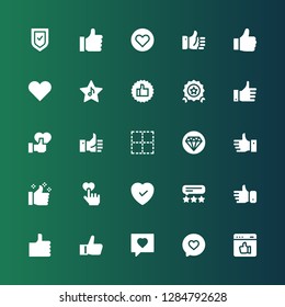 approve icon set. Collection of 25 filled approve icons included Like, Satisfaction, Thumbs up, Quality, No border, Verified