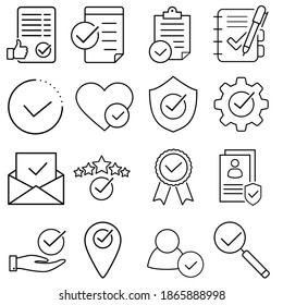 Approve icon vector set. Accepted Document illustration sign collection. Guarantee symbol.