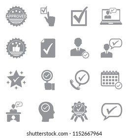 Approve Icons. Gray Flat Design. Vector Illustration. 