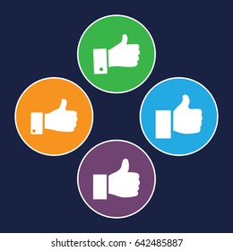 Approve icons set. set of 4 approve filled icons such as thumb up