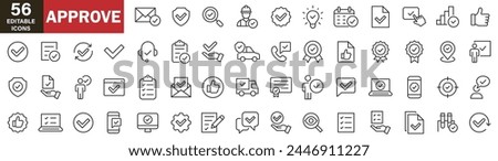 Approve icons set approval, stamp, agreement, check, certified, guarantee, contract, accept, mark, certificate, confirmation, acceptance, okay, decision, accept, permission, tick, yes, checklist, 