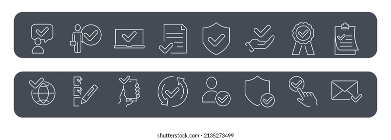 Approve icons set . Approve pack symbol vector elements for infographic web