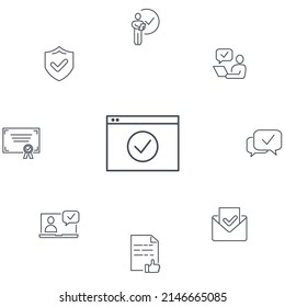 Approve icons set . Approve pack symbol vector elements for infographic web