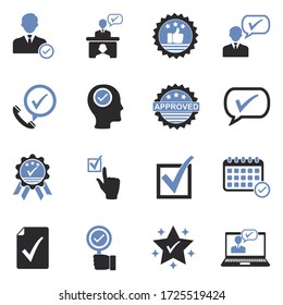 Approve Icons. Two Tone Flat Design. Vector Illustration.