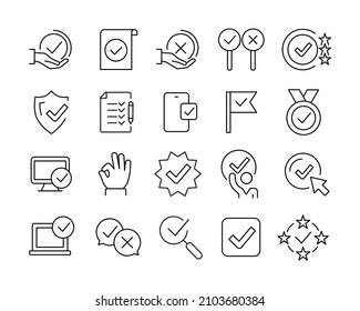 Aprobar Iconos - Vector. Stroke editable. Gráfico vectorial