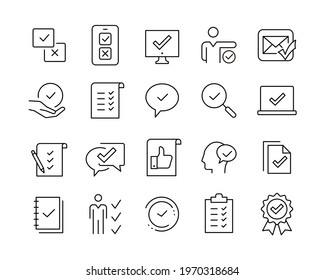 Approve Icons- Vector Line Icons. Editable Stroke. Vector Graphic