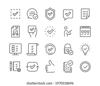 Approve Icons- Vector Line Icons. Editable Stroke. Vector Graphic