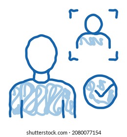Approve Identity sketch icon vector. Hand drawn blue doodle line art Approve Identity sign. isolated symbol illustration