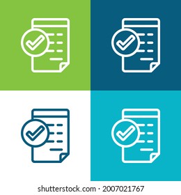 Approve Invoice Flat four color minimal icon set