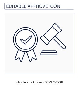 Approve laws line icon. Accepted written act, document establishes norms of law. Notary approving. Adopted through legislative process.Confirmed concept. Isolated vector illustration. Editable stroke