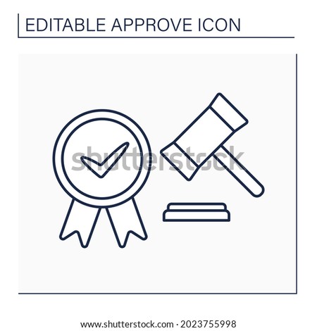 Approve laws line icon. Accepted written act, document establishes norms of law. Notary approving. Adopted through legislative process.Confirmed concept. Isolated vector illustration. Editable stroke