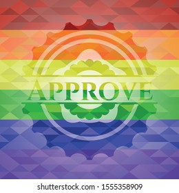 Approve lgbt colors emblem. Vector Illustration. Mosaic.