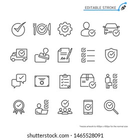 Approve line icons. Editable stroke. Pixel perfect.