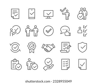 Approve - Line Icons - Editable Stroke