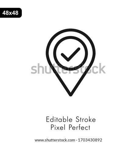 Approve line icons set. Location icon vector. Pin sign Isolated on white background