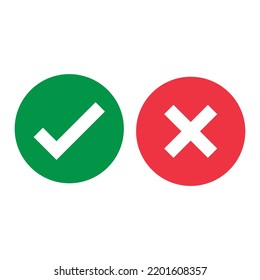 Icono de aprobación y marca de verificación negativa