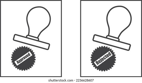 Approve and not approve icon, accepted and rejected icon black vector