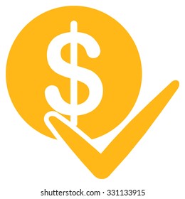 Approve Payments vector icon. Style is flat yellow symbol, rounded angles, white background.