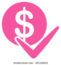 Approve Payments vector icon. Style is flat pink symbol, rounded angles, white background.