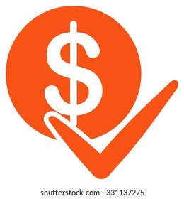 Approve Payments vector icon. Style is flat orange symbol, rounded angles, white background.