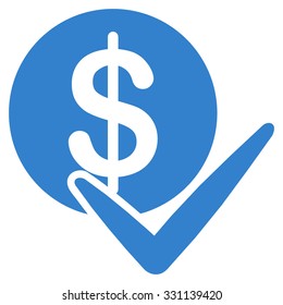 Approve Payments vector icon. Style is flat cobalt symbol, rounded angles, white background.