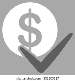 Approve Payments vector icon. Style is flat bicolor dark gray and white symbol, rounded angles, silver background.